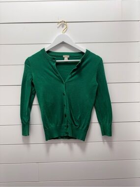 J. Crew Emerald Green Button-Front Kids Cardigan